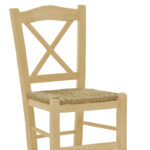 Coffee shop chair with mat Crossed unpainted wood 42x40x89cm - Слика 6