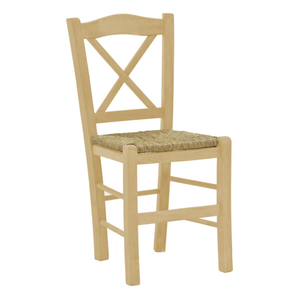 Coffee shop chair with mat Crossed unpainted wood 42x40x89cm