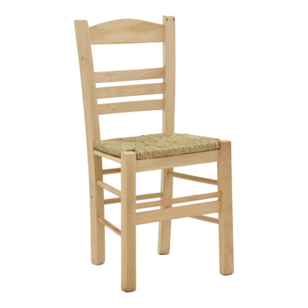 Coffee shop chair with mat Sergeant unpainted wood 42x40x89cm