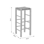Coffee shop stool without width with mat Bodier-Charchie I unpainted wood 35x35x78cm - Слика 6
