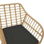 Dining table Naoki I set of 5 natural rattan-black metal-glass 80x80x78cm - Image 6