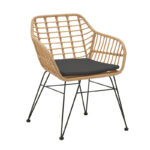 Dining table Naoki II set of 5 natural rattan-black metal-glass 160x90x78cm - Слика 2