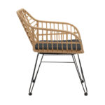 Dining table Naoki II set of 5 natural rattan-black metal-glass 160x90x78cm - Слика 4