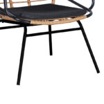 Dining table Naoki B set of 7 natural rattan-black metal-glass 160x90x78cm - Image 5