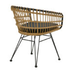 Dining table Naoki C set of 7 natural rattan-black metal-glass 160x90x78cm - Image 3