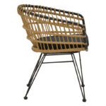 Dining table Naoki C set of 7 natural rattan-black metal-glass 160x90x78cm - Image 4