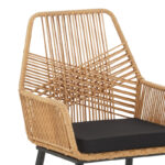 Naoki-Tanish dining table set of 7 natural rattan-black metal-glass 160x90x78cm - Слика 4