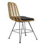 Naoki D dining table set of 7 natural rattan-black metal-glass 160x90x78cm - Image 3