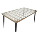 Naoki E dining table set of 5 natural rattan-black metal-glass 160x90x78cm - Слика 4