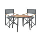 Mabu-Synergy dining table set of 3 anthracite aluminum and plywood in natural color 80x80x74cm