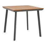 Mabu-Synergy dining table set of 3 anthracite aluminum and plywood in natural color 80x80x74cm - Image 5