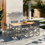 Mabu-Nares dining table set of 7 anthracite aluminum and plywood in natural color 180x90x72.5cm - Image 2