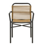 Dining table Clutch - Thorio set of 7 anthracite aluminum and plywood in a natural shade 160x90x75cm - Image 5