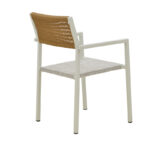 Dining table Savor-Kliton set of 5 white aluminum and rattan in natural color 80x80x74cm - Image 3