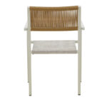 Dining table Savor-Kliton set of 3 white aluminum and rattan in natural color 80x80x74cm - Image 6