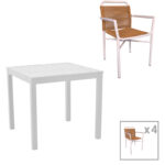 Kliton dining table - Clutch set of 5 aluminum in white shade 80x80x74cm