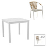 Dining table Kliton - Convince set of 3 aluminum in white shade 80x80x74cm