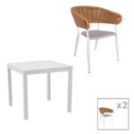 Dining table Kliton - Raven set of 3 aluminum in white shade 80x80x74cm