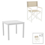 Dining table Kliton - Mabu set of 3 aluminum in white shade 80x80x74cm