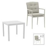 Dining table Kliton - Moritz set of 3 aluminum in white and gray shade 80x80x74cm