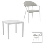 Dining table Kliton - Pino set of 3 aluminum in white shade 80x80x74cm
