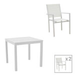 Комплет трпезариски маси Zacreta- Kliton од 3 парчиња алуминиум во бела нијанса 80x80x74 см