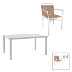 Kliton dining table - Clutch set of 5 aluminum in white shade 150x80x74cm