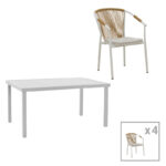 Dining table Kliton - Convince set of 5 aluminum in white shade 150x80x74cm