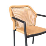 Thorio-Lush dining table set of 7 anthracite aluminum and plywood in a natural shade 160x90x75cm - Слика 3