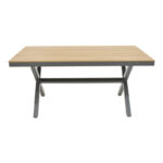 Thorio-Lush dining table set of 7 anthracite aluminum and plywood in a natural shade 160x90x75cm - Слика 6