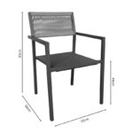 Thorio-Savor dining table set of 7 anthracite aluminum and plywood in a natural shade 160x90x75cm - Image 5