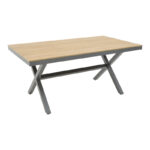 Thorio-Savor dining table set of 7 anthracite aluminum and plywood in a natural shade 160x90x75cm - Image 6
