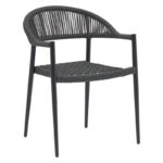 Dining table Freiburg-Kliton A set of 7 aluminum and rope in anthracite shade 150x80x74cm - Image 2