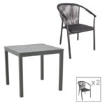 Kliton-Convince dining table set of 3 aluminum in anthracite shade 80x80x74cm