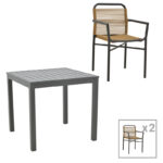 Dining table Kliton-Clutch set of 3 aluminum in anthracite shade 80x80x74cm