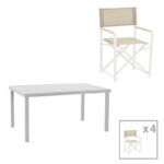 Kliton-Mabu dining table set of 5 aluminum in white shade 150x80x74cm