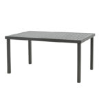 Dining table Naoki-Kliton A set of 5 anthracite aluminum and pe rattan in natural shade 150x80x74cm - Image 5