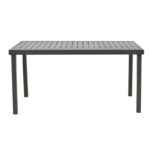 Dining table Naoki-Kliton A set of 5 anthracite aluminum and pe rattan in natural shade 150x80x74cm - Image 6