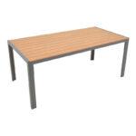 Dining table Nares-Clutch set of 5 anthracite aluminum and plywood in natural shade 180x90x72.5cm - Image 4