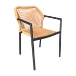 Dining table Nares-Lush set of 7 anthracite aluminum and plywood in natural shade 180x90x72.5cm - Слика 6