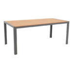 Dining table Nares-Pino set of 7 anthracite aluminum and plywood in natural shade 180x90x72.5cm - Слика 2