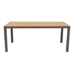 Dining table Nares-Pino set of 7 anthracite aluminum and plywood in natural shade 180x90x72.5cm - Слика 3