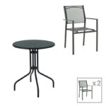 Трпезариска маса Vergo-Confidence сет од 3 метални во црна нијанса D60x70cm