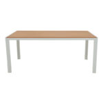 Dining table Nares-Pino B set of 7 white aluminum and plywood in a natural shade 180x90x72.5cm - Слика 3