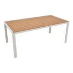 Dining table Nares-Moritz A set of 7 white-grey aluminum and plywood in a natural shade 180x90x72.5cm - Слика 4