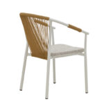 Dining table Synergy-Convince set of 3 white aluminum and plywood in natural color 80x80x74cm - Image 3