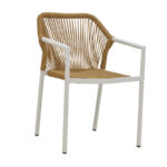 Dining table Synergy-Lush set of 3 white aluminum and plywood in natural color 80x80x74cm - Image 2