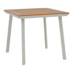 Dining table Synergy-Pino set of 3 white aluminum and plywood in natural color 80x80x74cm - Image 6