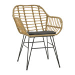 Naoki V dining table set of 3 rattan pe in natural shade and black metal 80x80x78cm - Слика 5