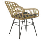Naoki V dining table set of 3 rattan pe in natural shade and black metal 80x80x78cm - Слика 6